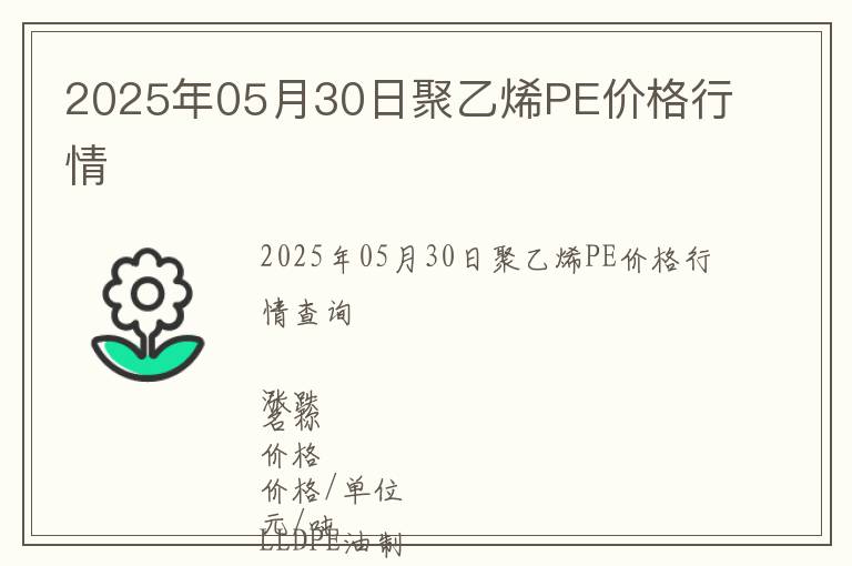 2025年05月30日聚乙烯PE價格行情