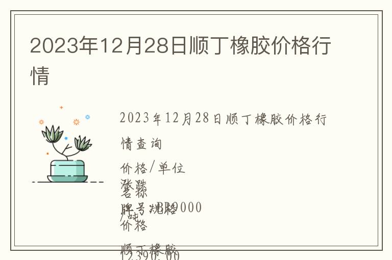 2023年12月28日順丁橡膠價格行情