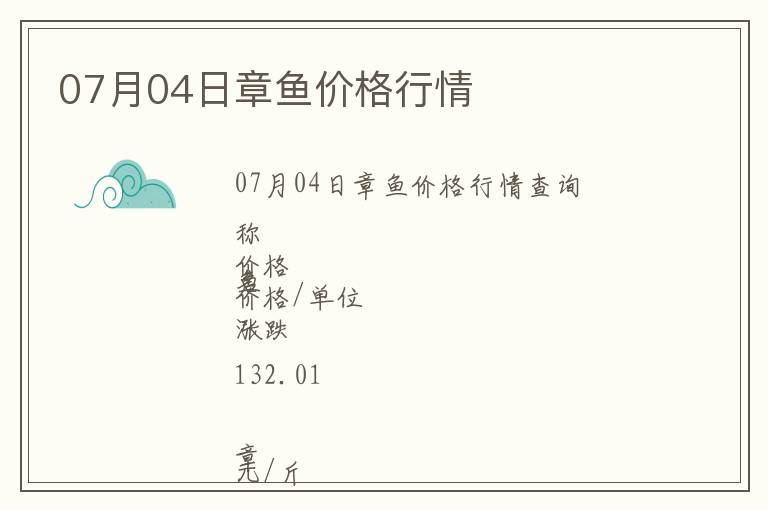 07月04日章魚價格行情