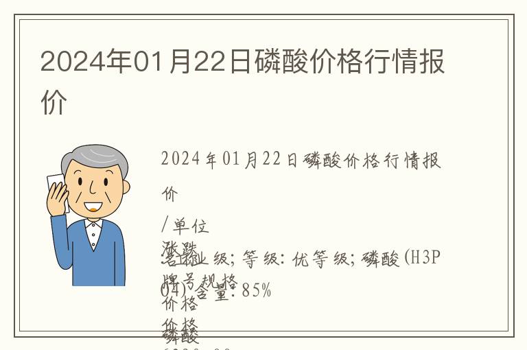 2024年01月22日磷酸價格行情報價