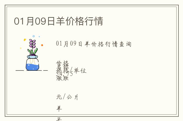 01月09日羊價格行情