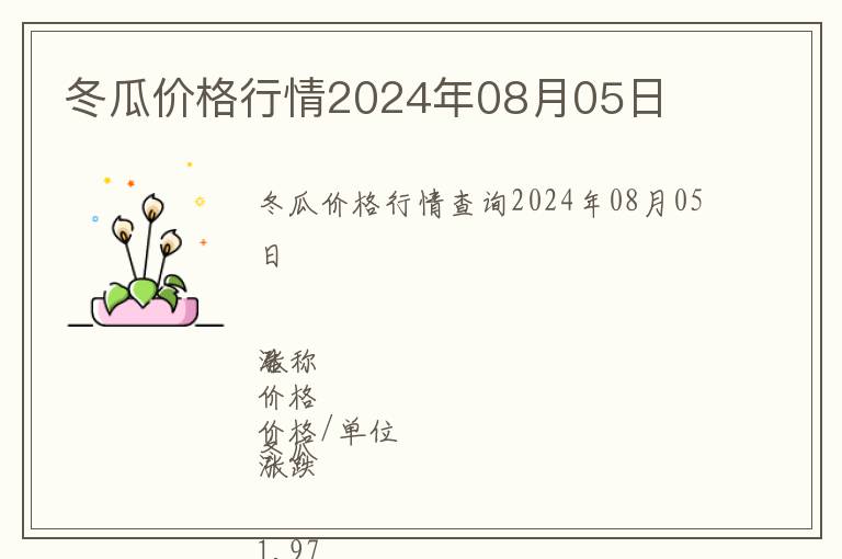 冬瓜價(jià)格行情2024年08月05日