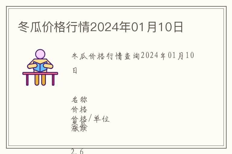 冬瓜價格行情2024年01月10日