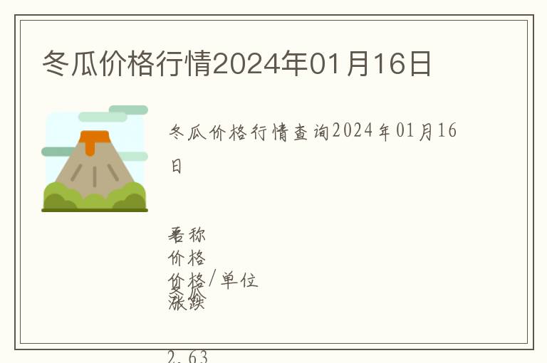 冬瓜價格行情2024年01月16日