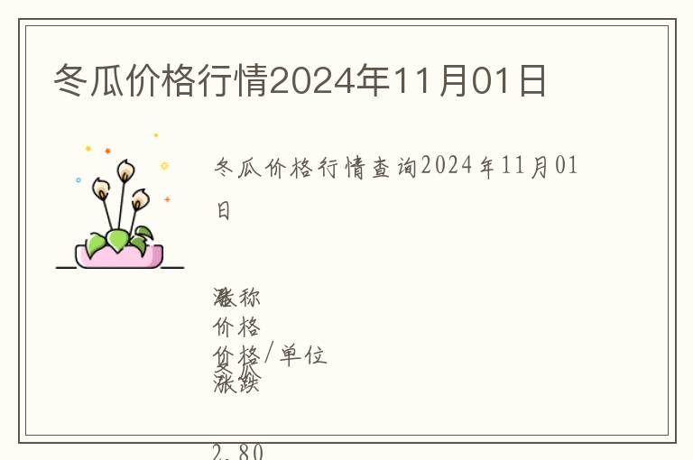 冬瓜價(jià)格行情2024年11月01日