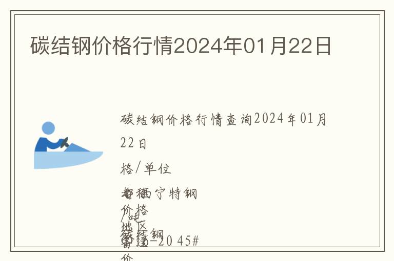 碳結(jié)鋼價格行情2024年01月22日