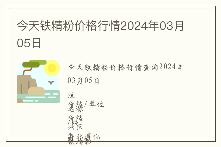 今天鐵精粉價格行情2024年03月05日
