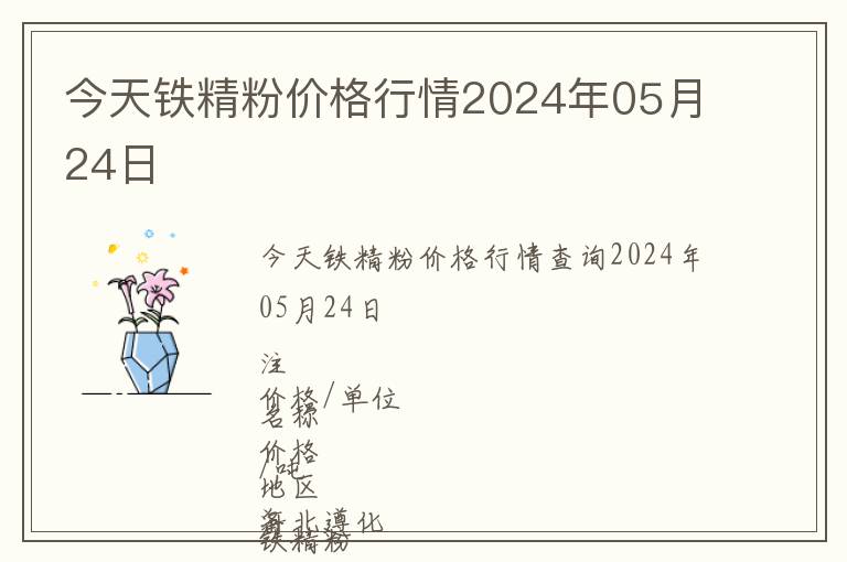 今天鐵精粉價格行情2024年05月24日