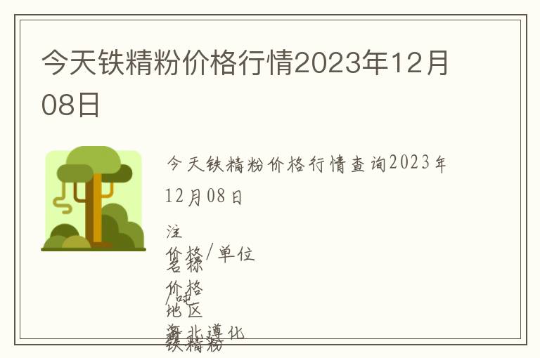 今天鐵精粉價(jià)格行情2023年12月08日
