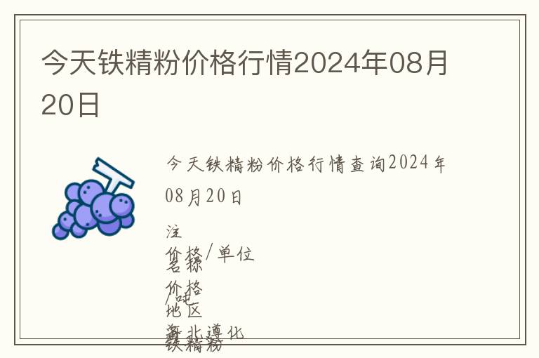 今天鐵精粉價格行情2024年08月20日