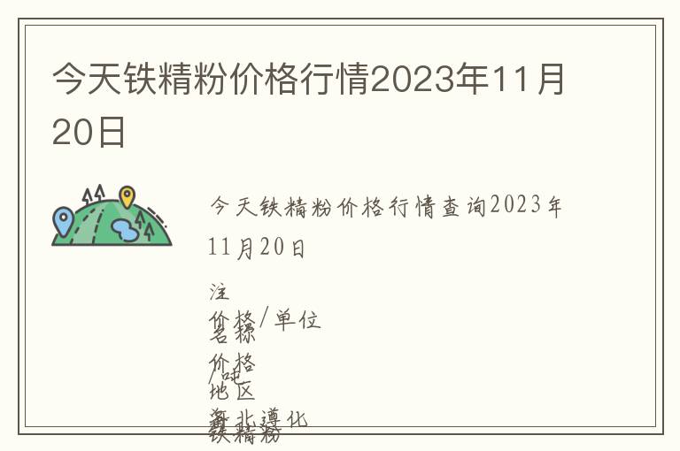 今天鐵精粉價格行情2023年11月20日