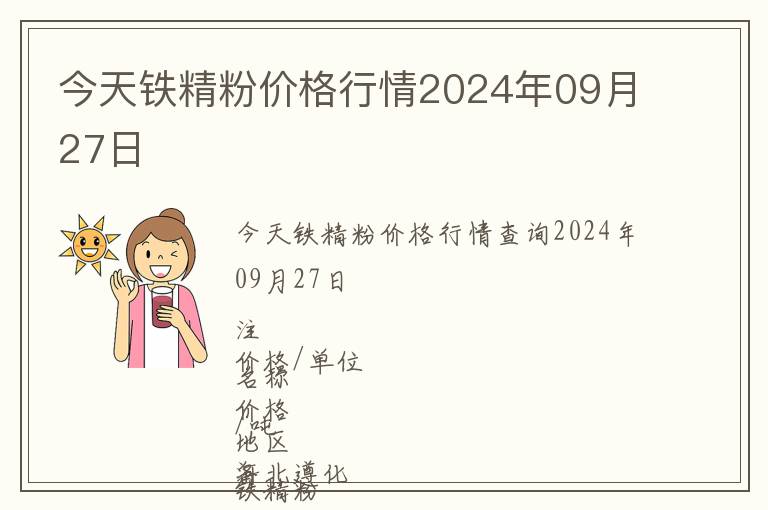 今天鐵精粉價格行情2024年09月27日