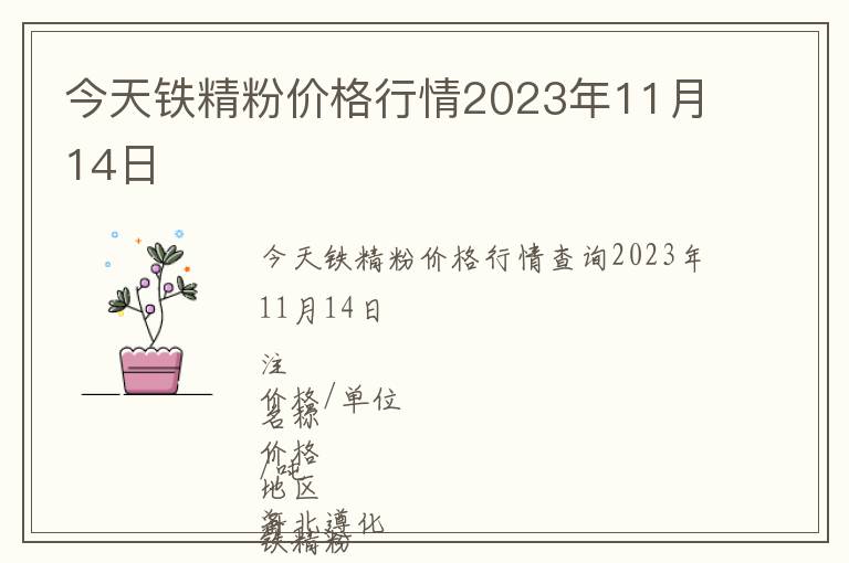 今天鐵精粉價格行情2023年11月14日