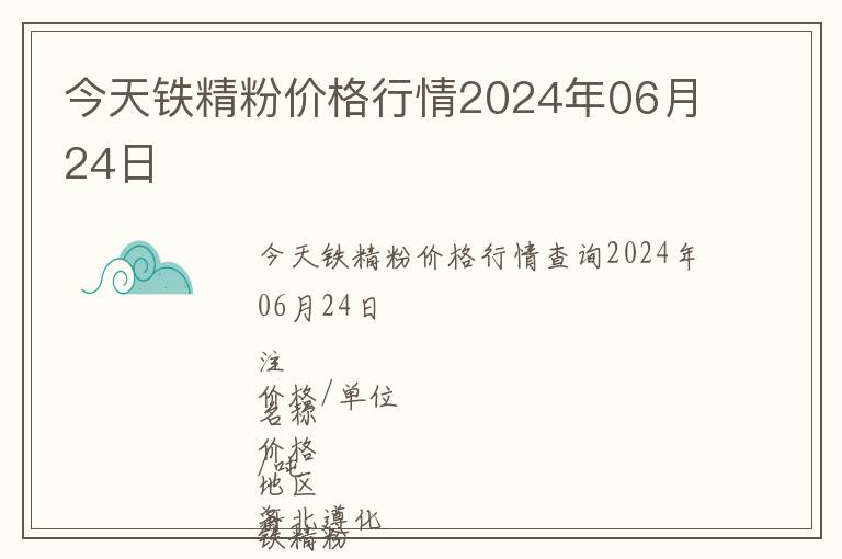 今天鐵精粉價格行情2024年06月24日