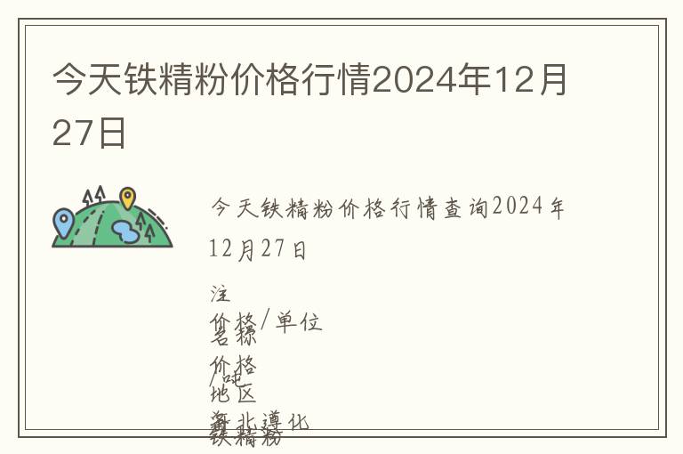 今天鐵精粉價格行情2024年12月27日