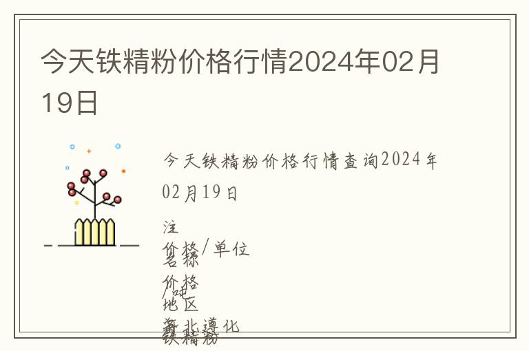 今天鐵精粉價格行情2024年02月19日