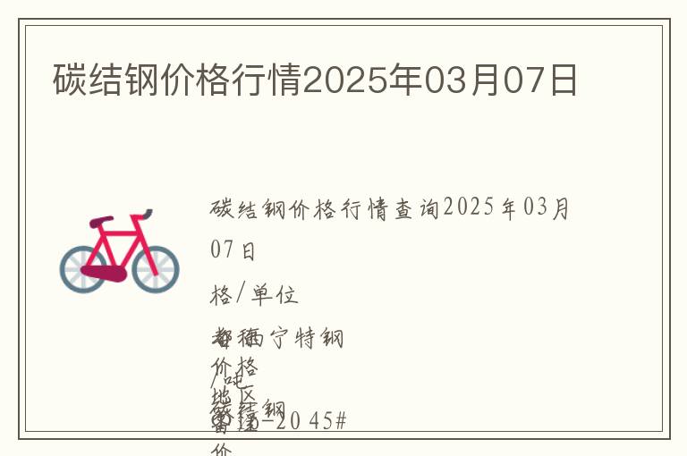碳結鋼價格行情2025年03月07日