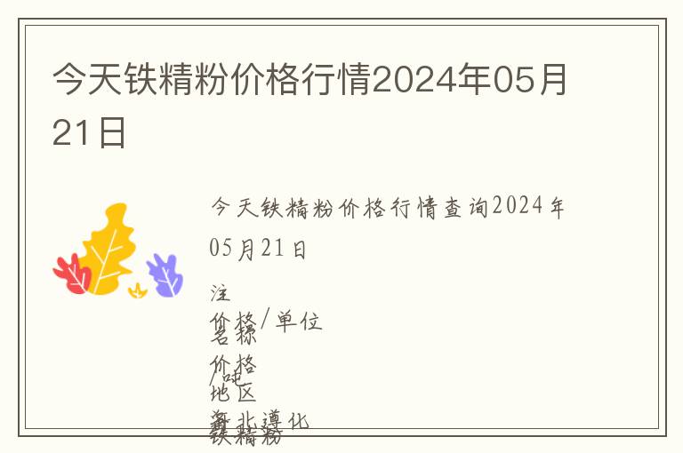 今天鐵精粉價格行情2024年05月21日
