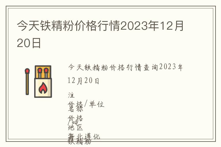 今天鐵精粉價格行情2023年12月20日