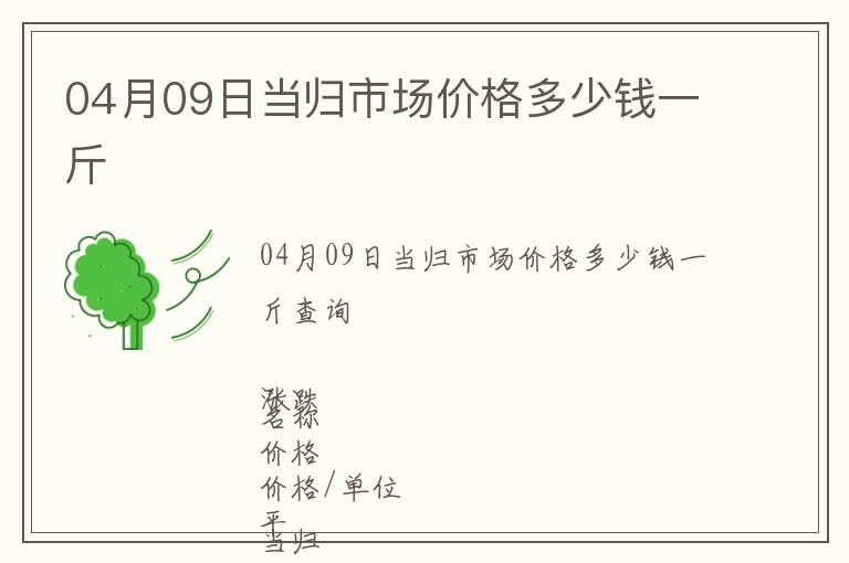 04月09日當(dāng)歸市場價格多少錢一斤