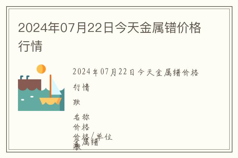 2024年07月22日今天金屬鐠價格行情