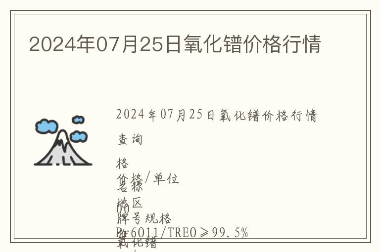 2024年07月25日氧化鐠價格行情