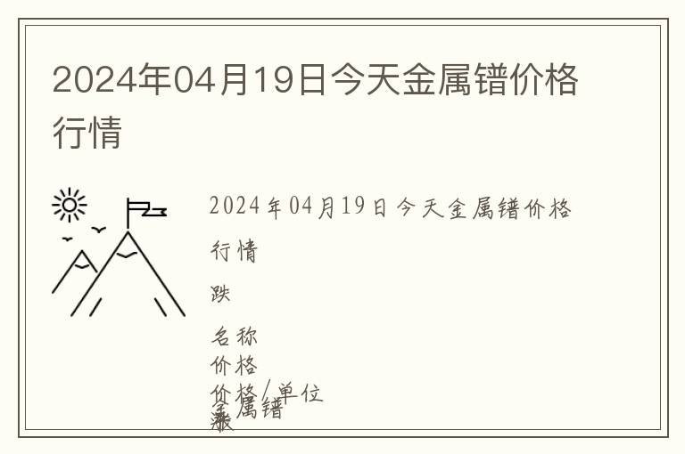 2024年04月19日今天金屬鐠價格行情