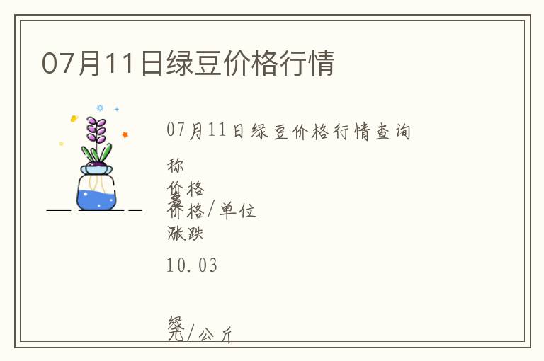 07月11日綠豆價格行情
