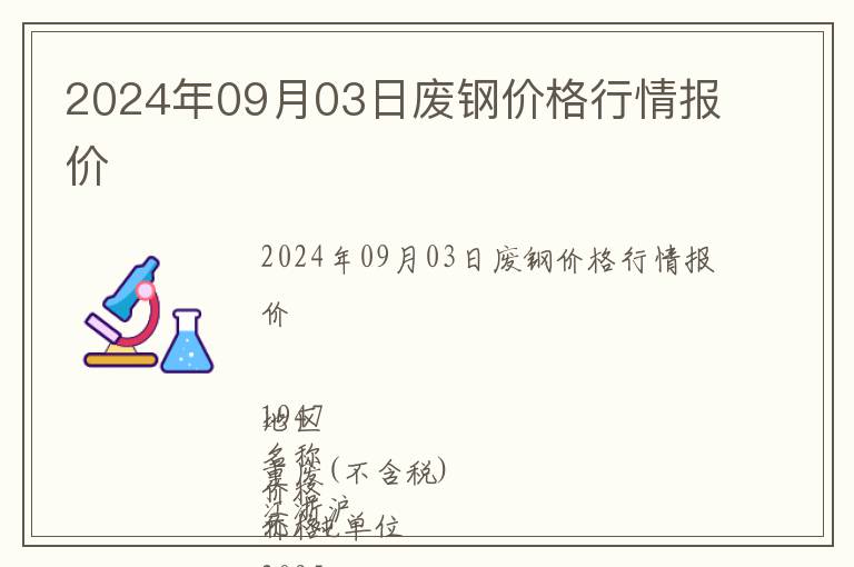 2024年09月03日廢鋼價格行情報價