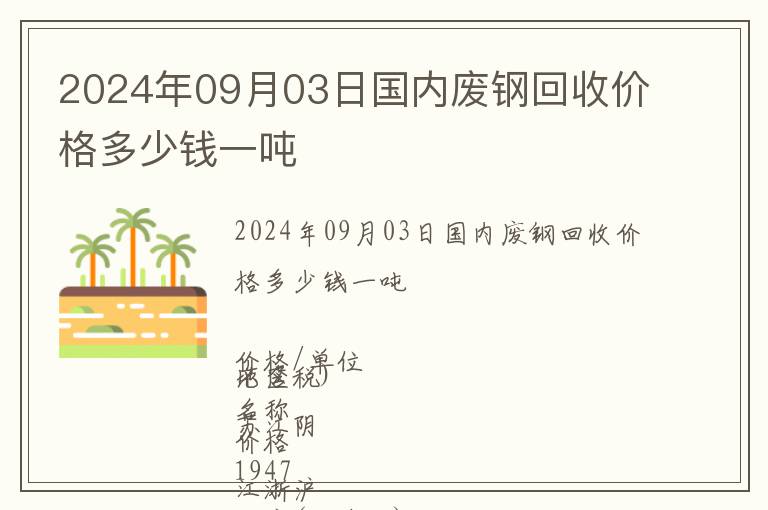 2024年09月03日國內(nèi)廢鋼回收價(jià)格多少錢一噸