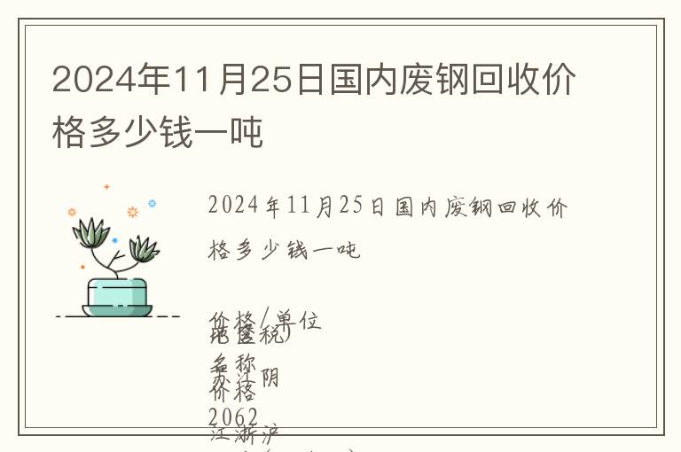 2024年11月25日國內廢鋼回收價格多少錢一噸