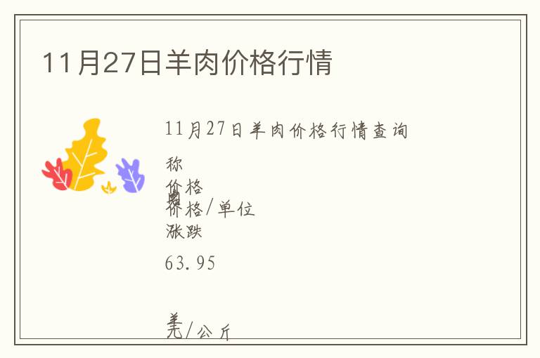 11月27日羊肉價格行情