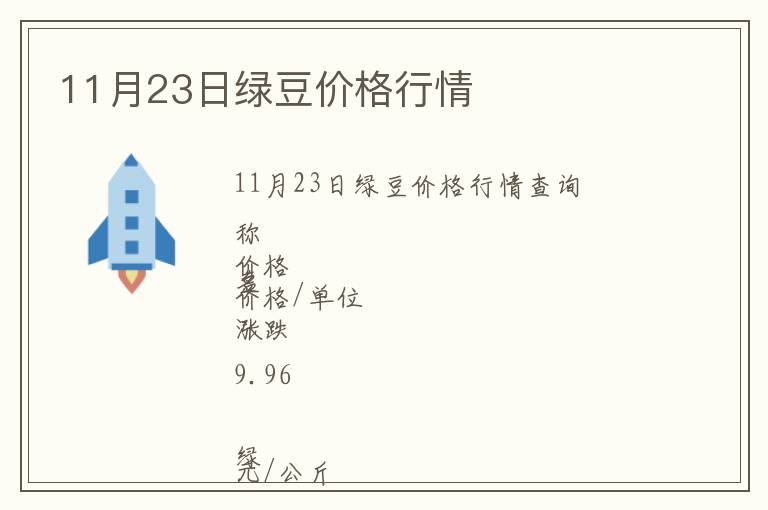 11月23日綠豆價格行情