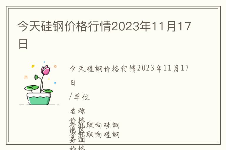 今天硅鋼價(jià)格行情2023年11月17日