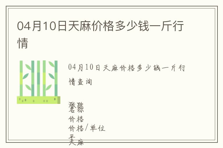 04月10日天麻價格多少錢一斤行情