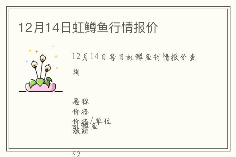 12月14日虹鱒魚行情報價