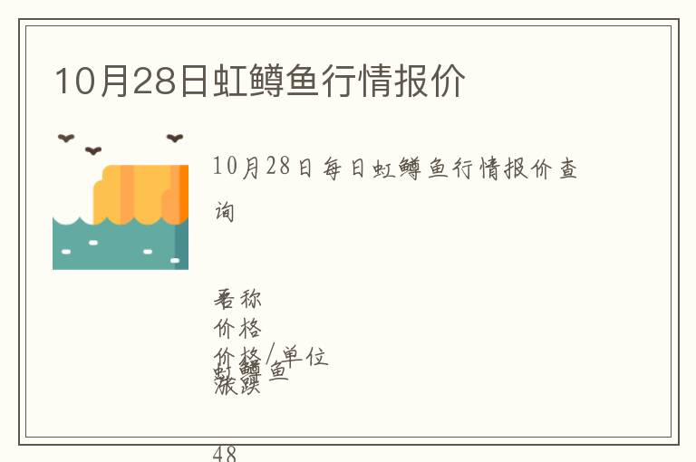 10月28日虹鱒魚行情報價