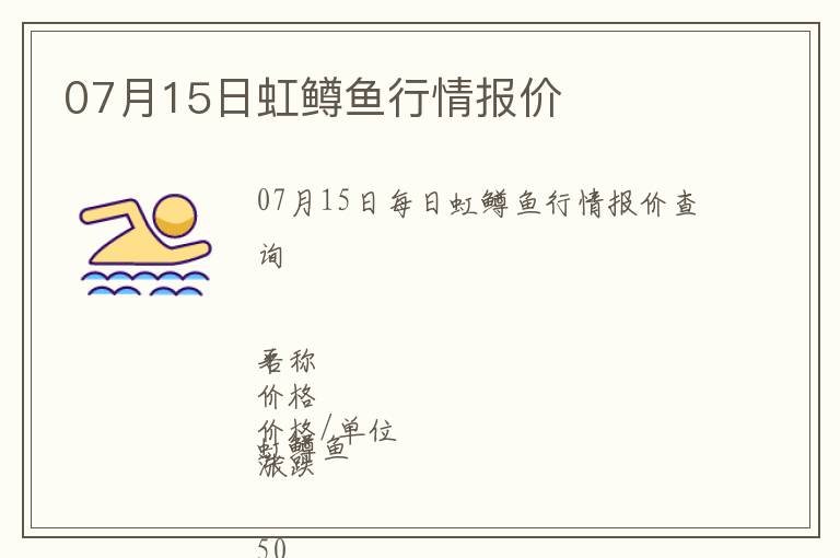 07月15日虹鱒魚行情報價