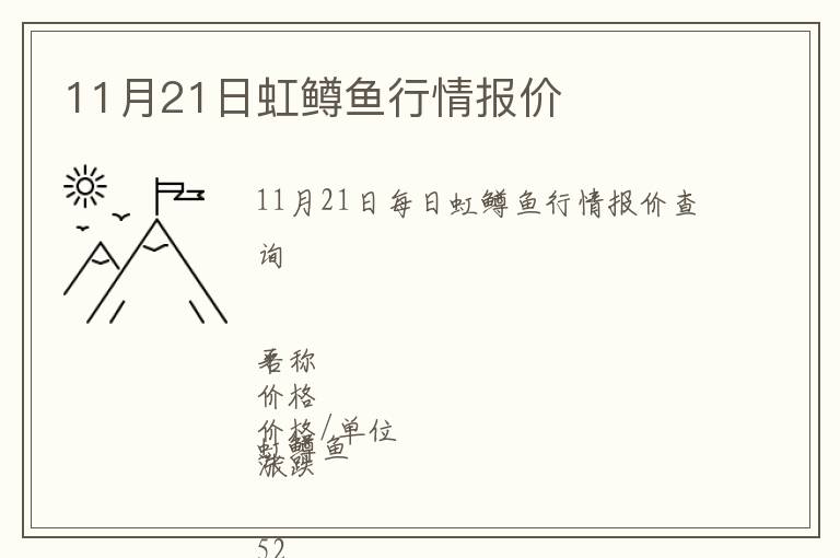 11月21日虹鱒魚行情報(bào)價(jià)