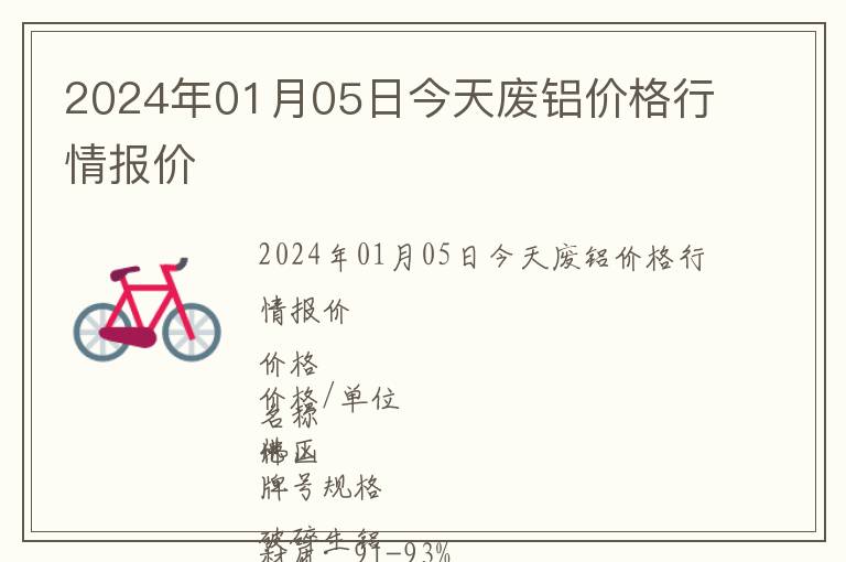 2024年01月05日今天廢鋁價(jià)格行情報(bào)價(jià)