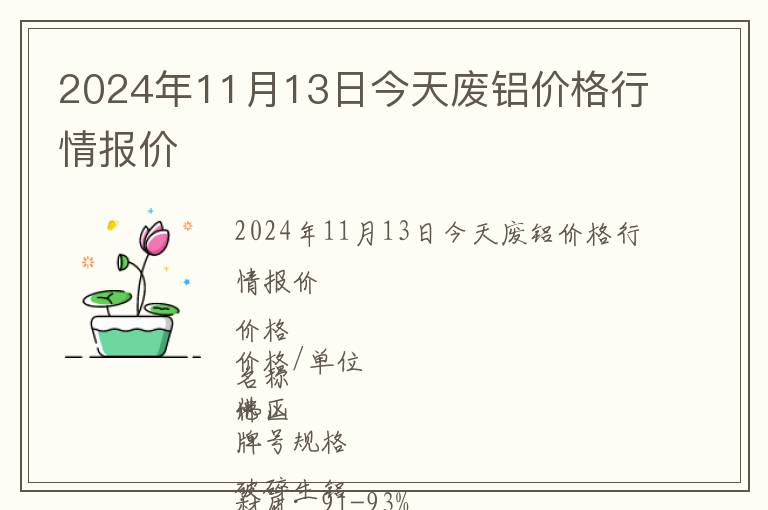 2024年11月13日今天廢鋁價格行情報價