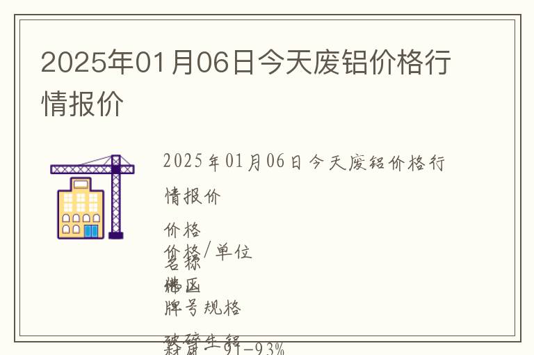2025年01月06日今天廢鋁價(jià)格行情報(bào)價(jià)