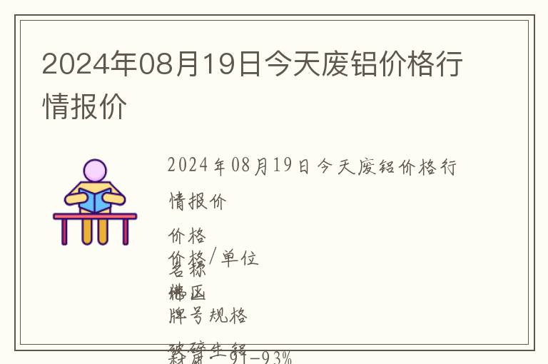 2024年08月19日今天廢鋁價格行情報價