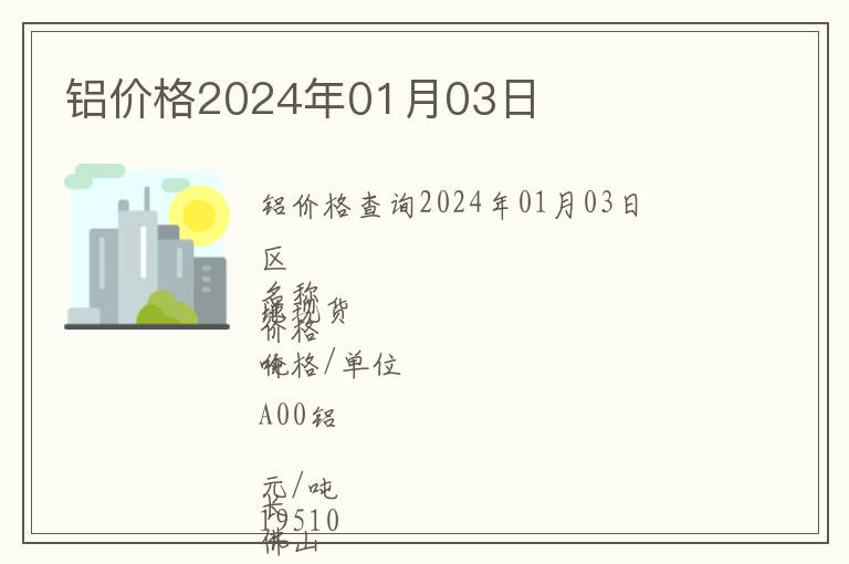 鋁價格2024年01月03日