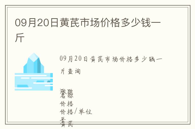 09月20日黃芪市場價格多少錢一斤