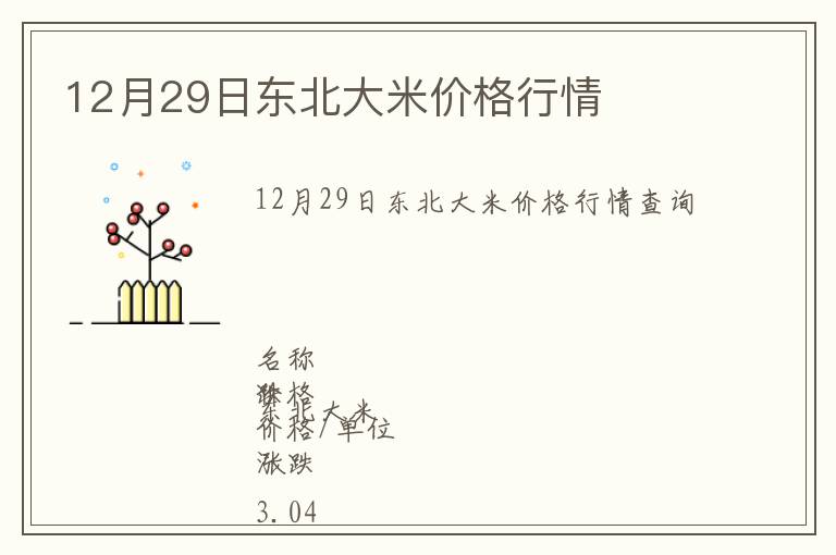 12月29日東北大米價(jià)格行情