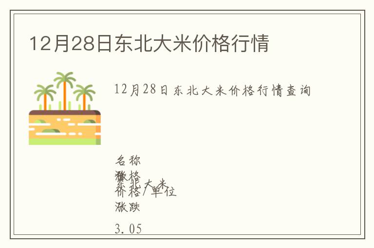 12月28日東北大米價格行情