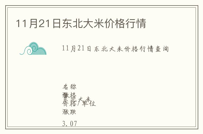 11月21日東北大米價格行情
