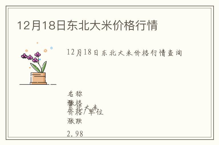 12月18日東北大米價(jià)格行情