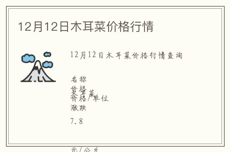 12月12日木耳菜價格行情